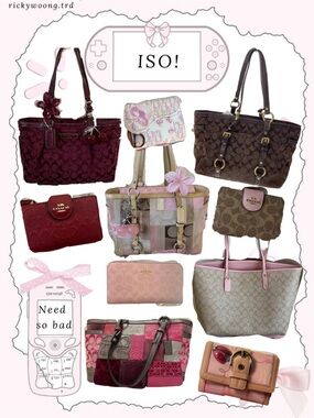 Coach Pink & Brown Patchwork and Signature Tote Collection